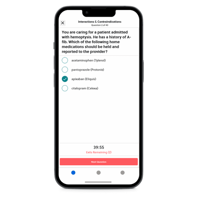 UNA Test exam question on mobile